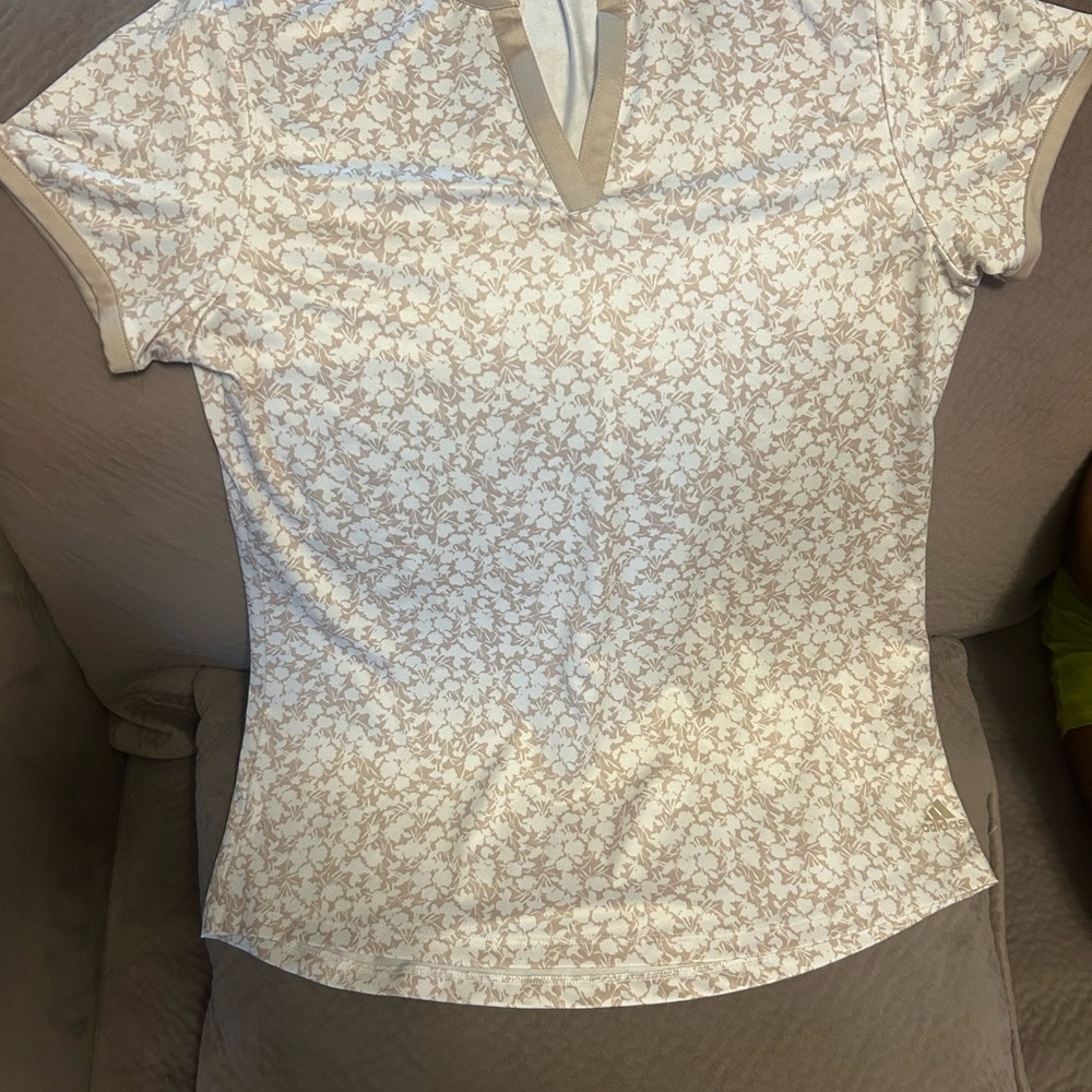 Floral Beige V-Neck Women's Top
